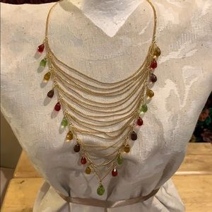 Gold plated multi strand, colored crystal …